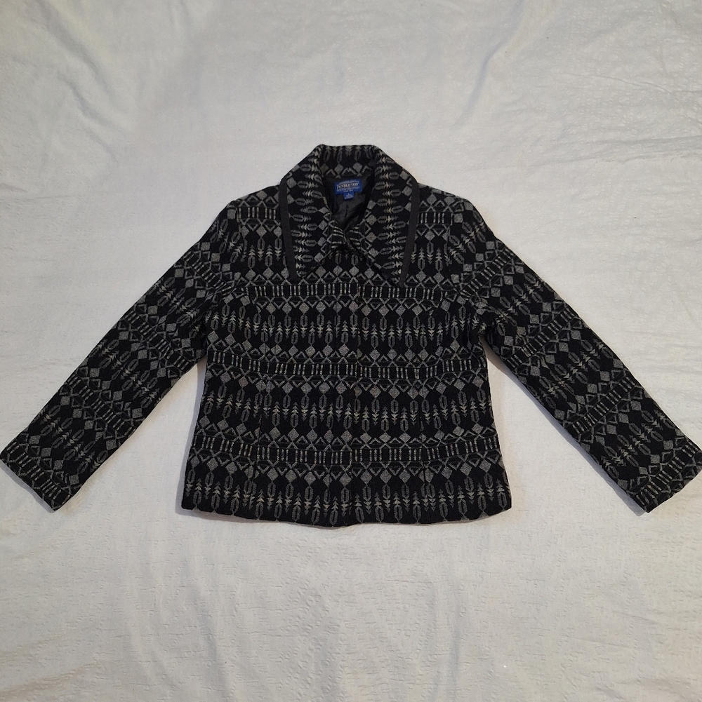 Pendleton Virgin Wool Black And Gray Patterned Bl… - image 3
